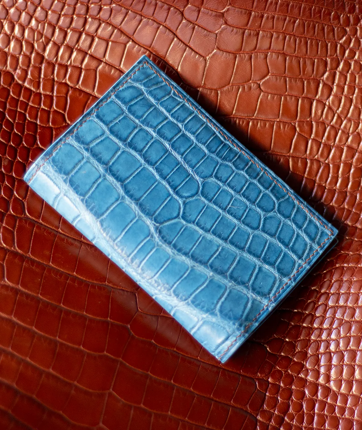 blue crocodile leather wallet