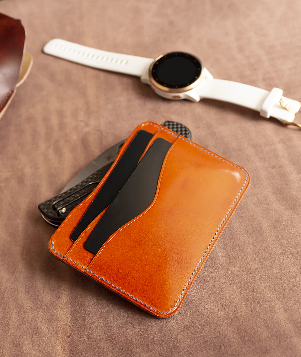 possala designs orange leather card wallet