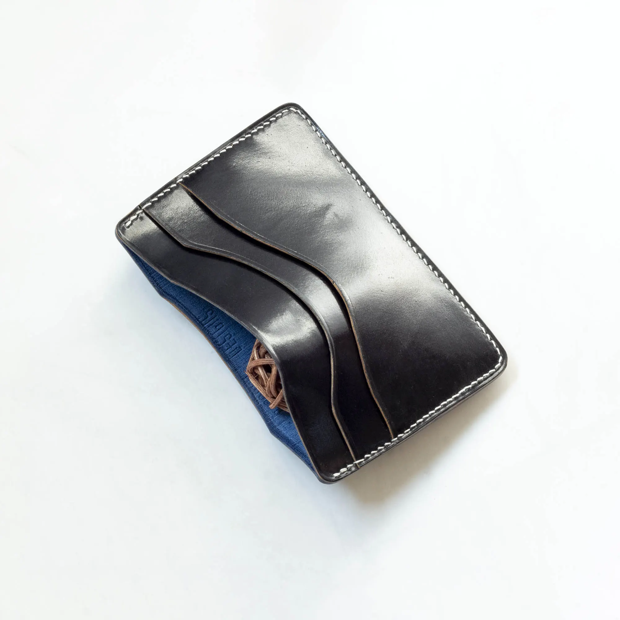 Black glazed handmade card wallet