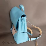 blue leather hand made custom backpack