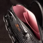 possala designs black matte crocodile handbag