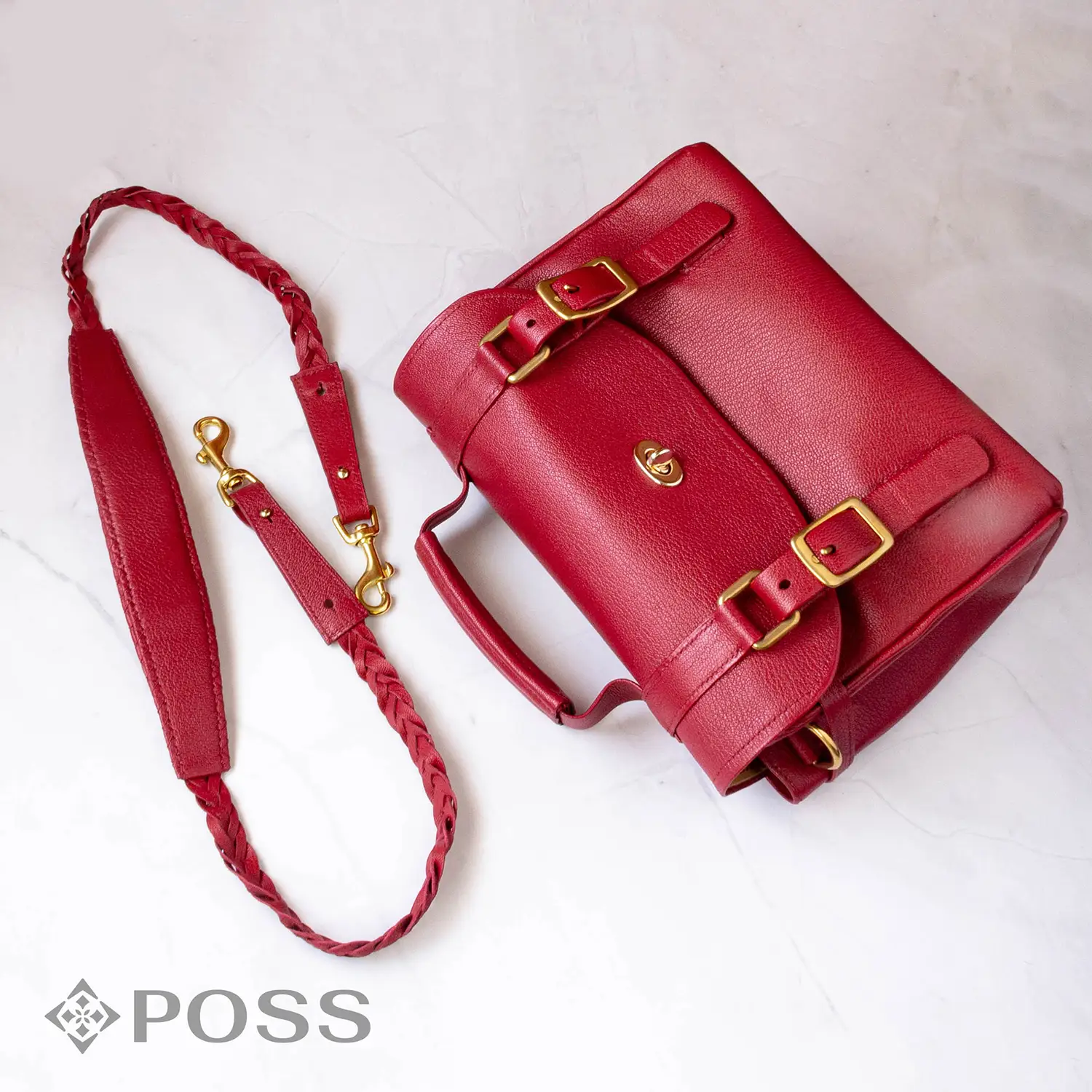 red leather english satchel handbag