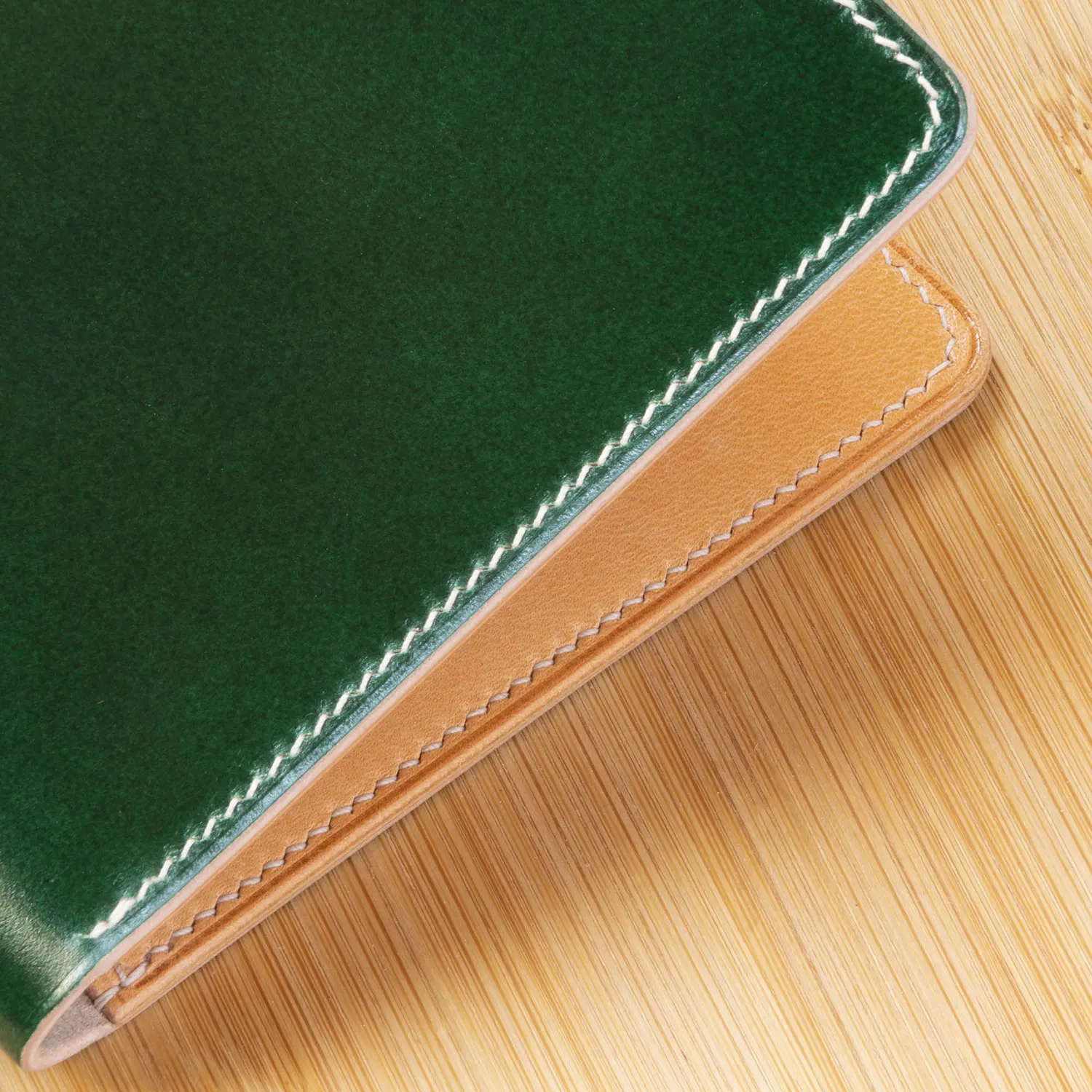 handstitched leather shell wallet