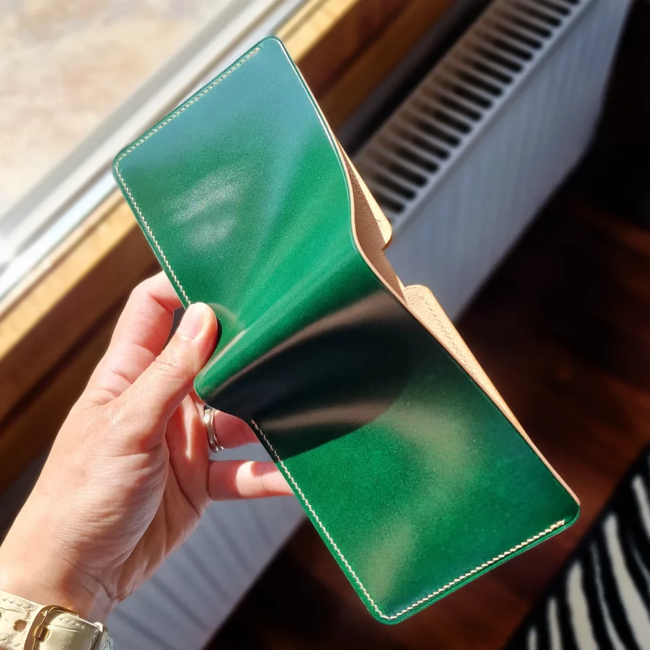 possala designs handmade shell cordovan emerald green natural material shine