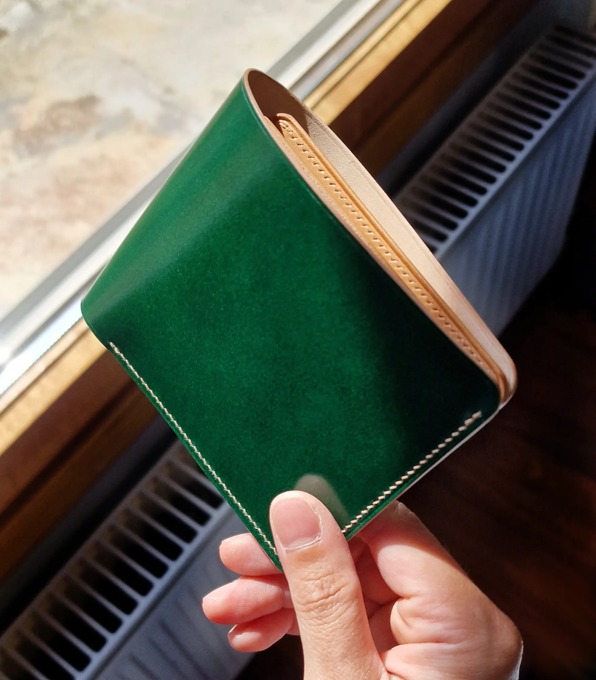 possala designs handmade natural leather wallet shell cordovan emerald asturias