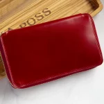 handmade possala designs red shell cordovan zipper case