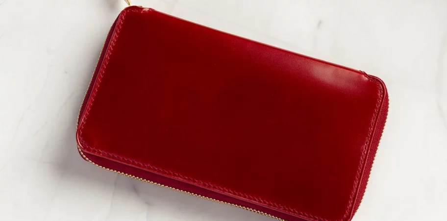 possala designs red shell cordovan zipper pen case