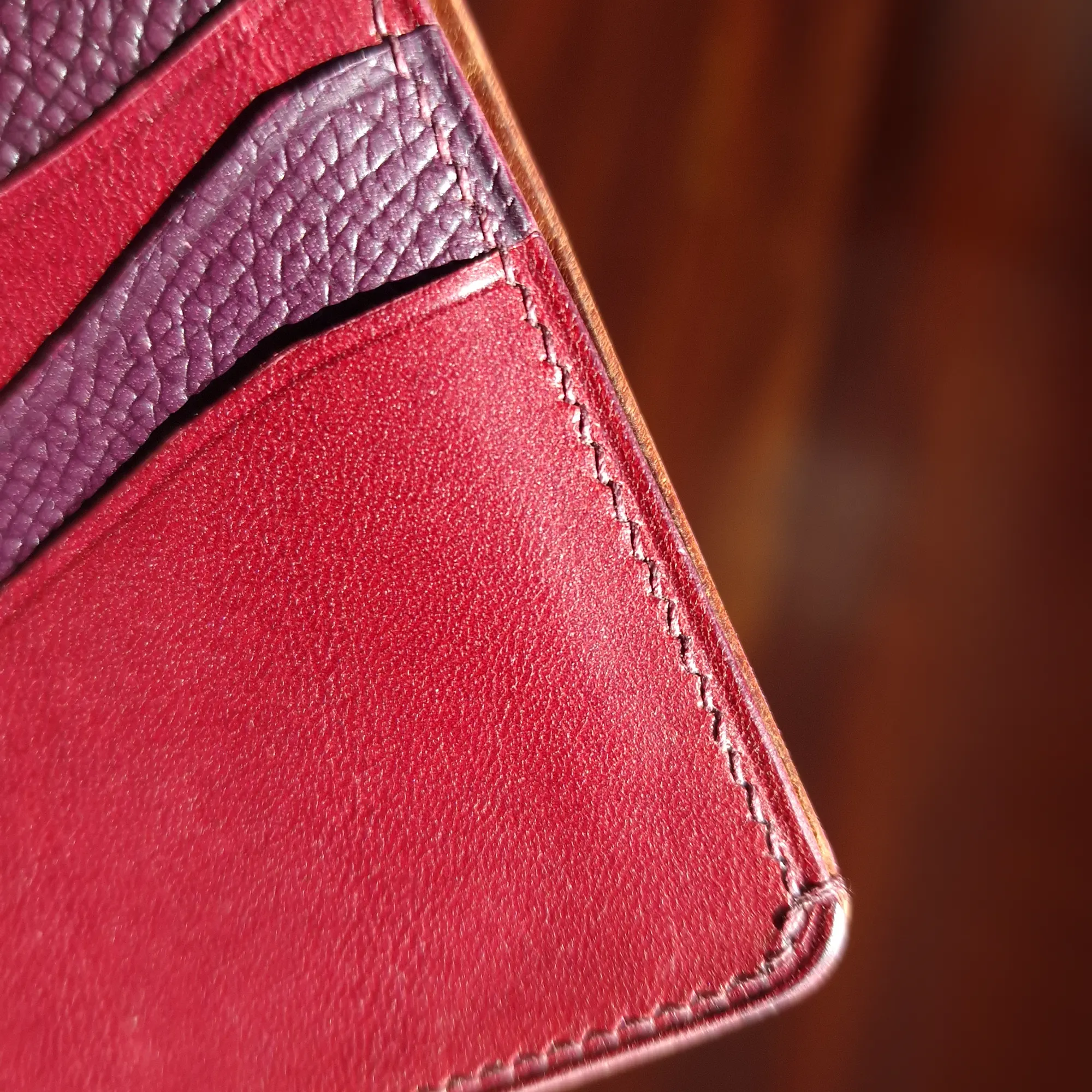 possala designs double looped handmade leather wallet burgundy