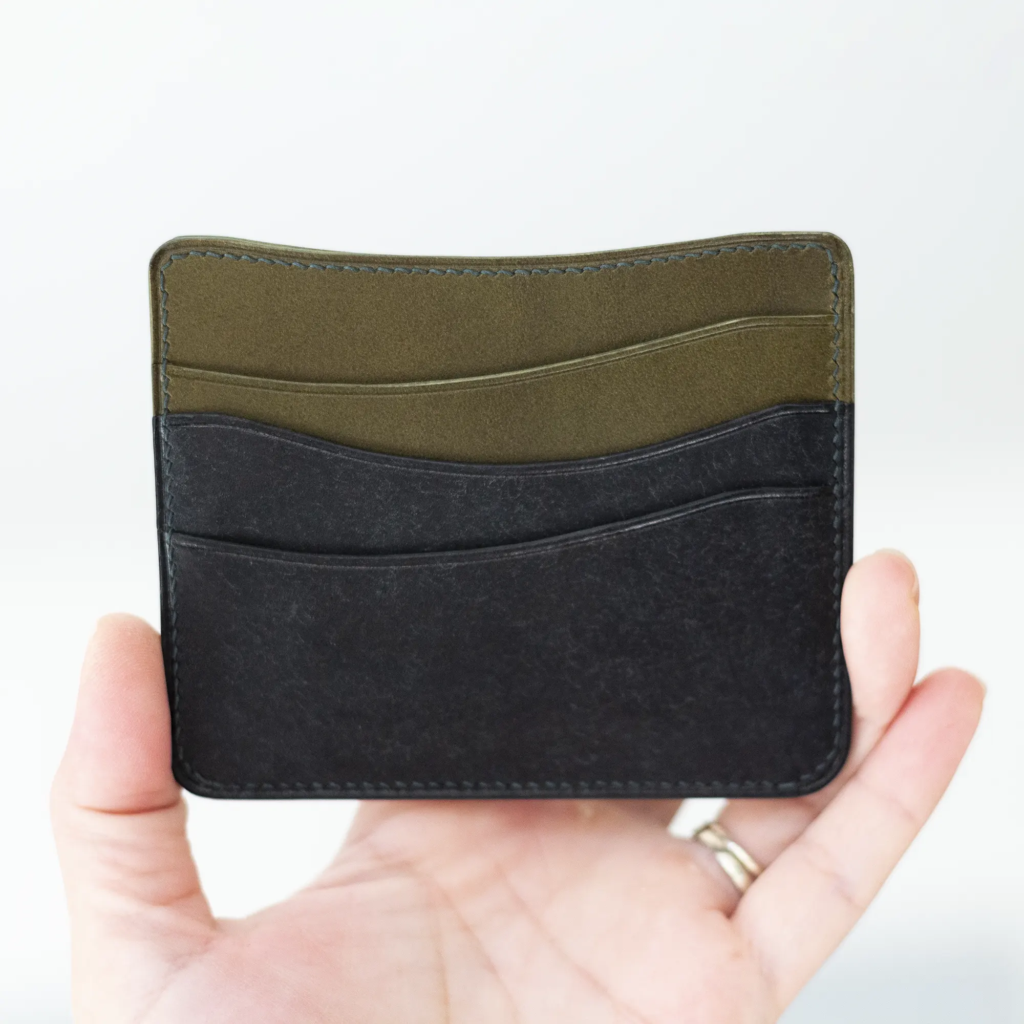 leather wallet handmade in spain olive green black