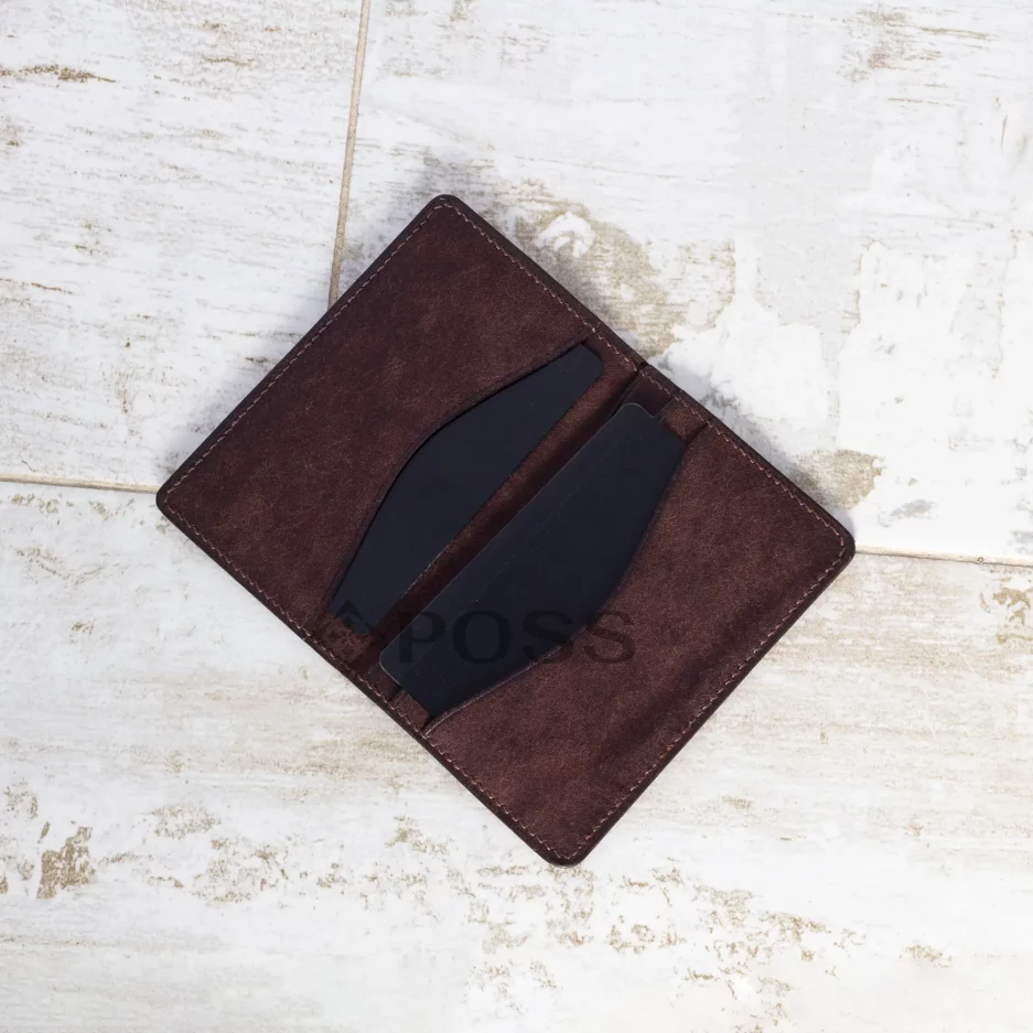 Possala Designs handmade brown leather pueblo cardholder