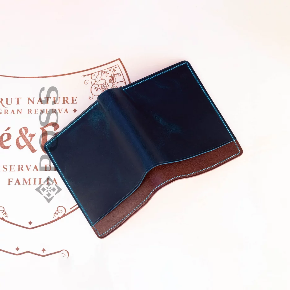 possala designs handmade navy brown orange leather wallet
