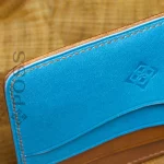 possala designs handmade custom vegetable tanned leather Italian Asturias Wallet blue brown