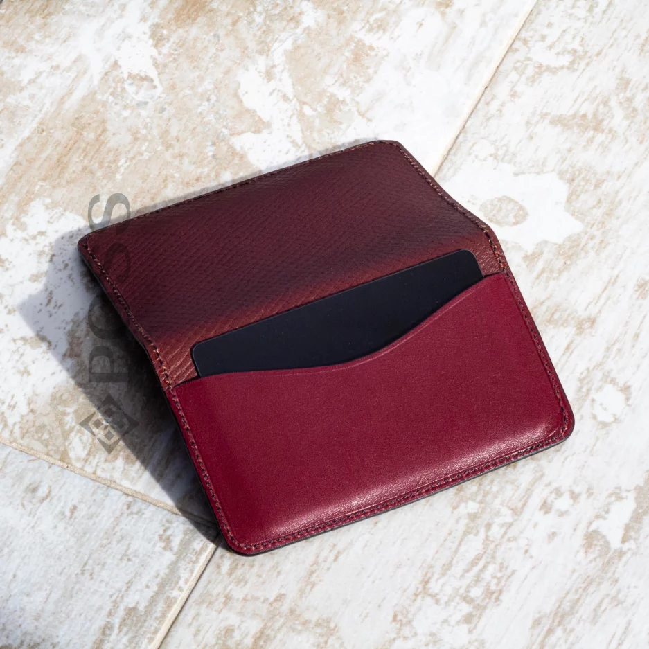burgundy cardholder possala designs leather handmade asturias spain