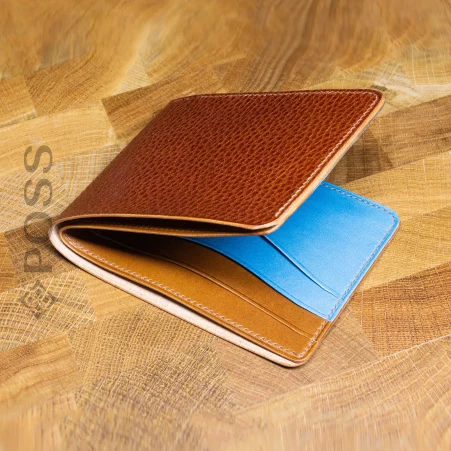 possala designs handmade custom vegetable tanned leather Italian Asturias Wallet blue brown