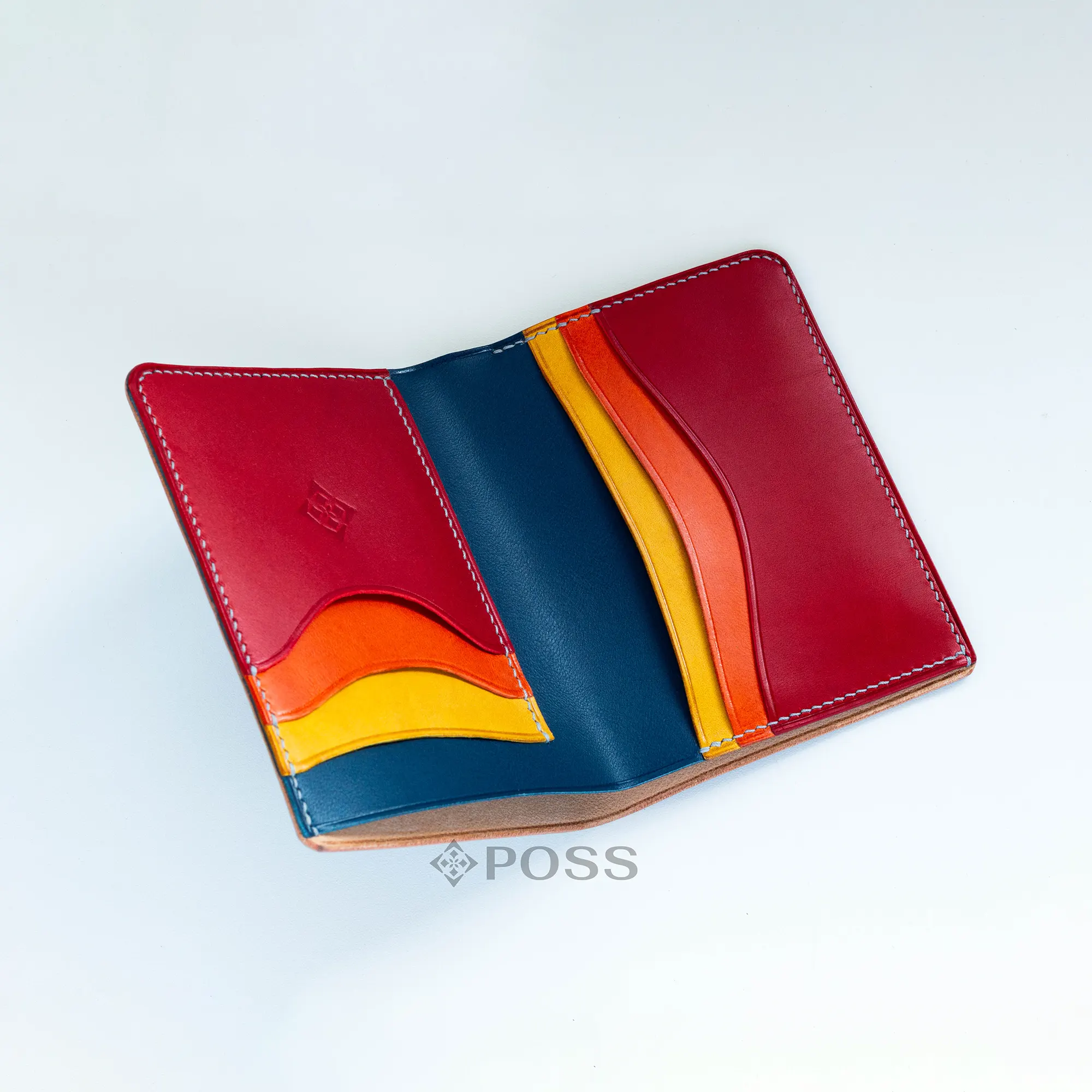 possala designs leather wallet shell cordovan sunset navy pocket organizer