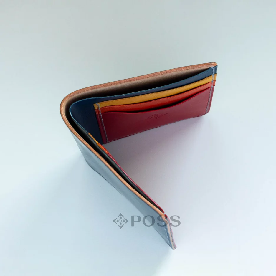 possala designs leather wallet shell cordovan sunset navy pocket organizer