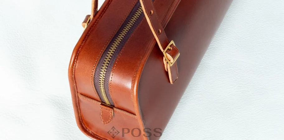 possala designs handmade vegetable tanned leather baguette bag brass hardware