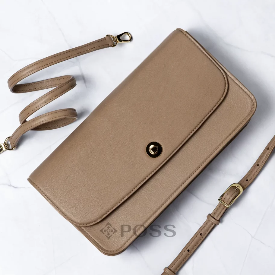 possala designs handmade in asturias beige calfskin structured flap baguette bag with gold plated hardware