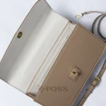 possala designs handmade in asturias beige calfskin structured flap baguette bag with gold plated hardware