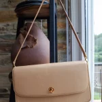 possala designs handmade in asturias beige calfskin structured flap baguette bag with gold plated hardware